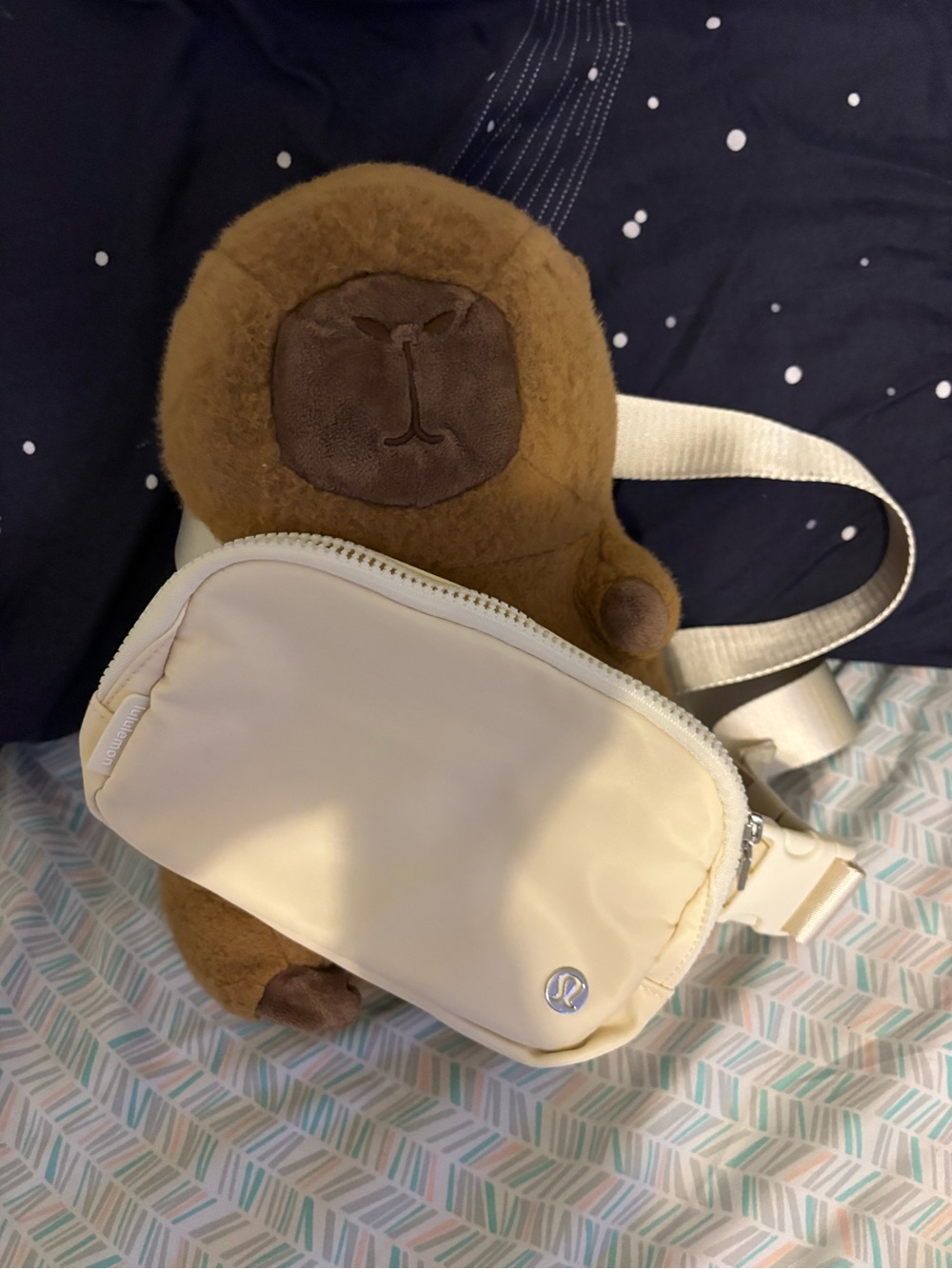 lululemon athletica Cream Belt Bag with Silver Logo